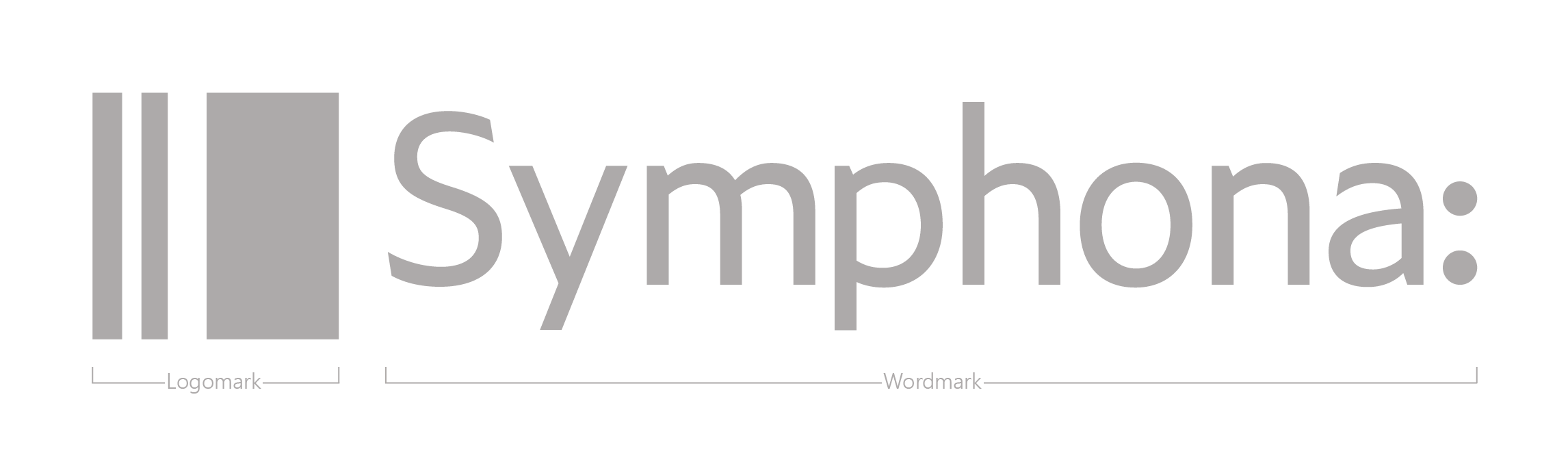 Symphona logo with logomark and wordmark marked